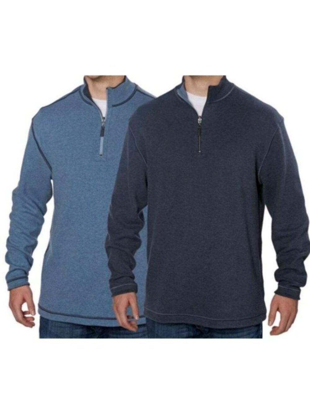 Age Of Wisdom Reversible Charcoal Half-Zip Pullover Sweatshirt L/G Cotton Blend